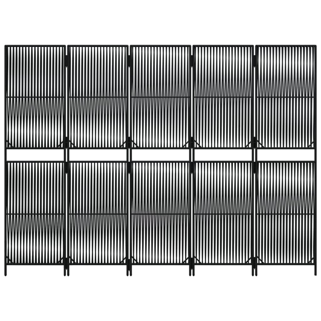 vidaXL Separator de cameră cu 5 panouri, negru, poliratan
