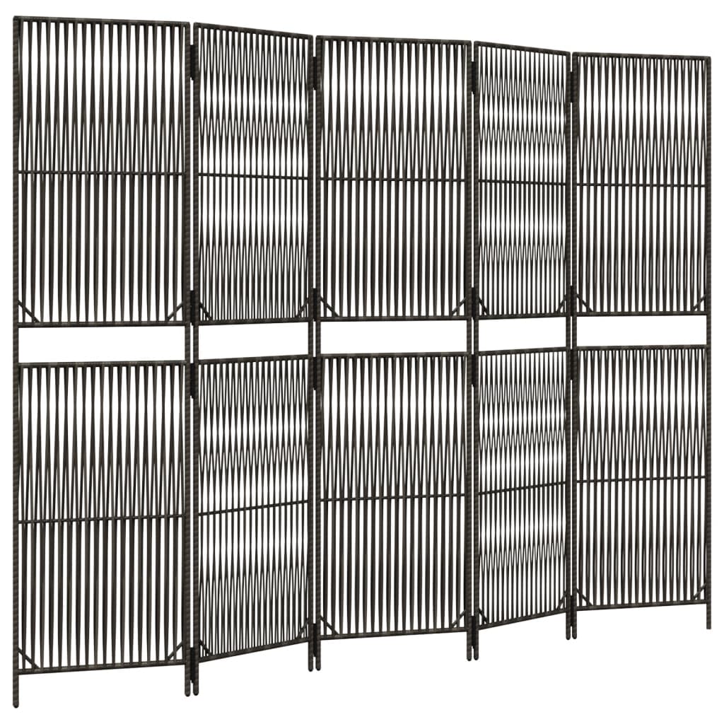 vidaXL Separator de cameră cu 5 panouri, gri, poliratan vidaXL Separator de cameră cu 5 panouri, gri, poliratan