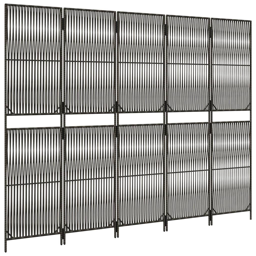 vidaXL Separator de cameră cu 5 panouri, gri, poliratan vidaXL Separator de cameră cu 5 panouri, gri, poliratan