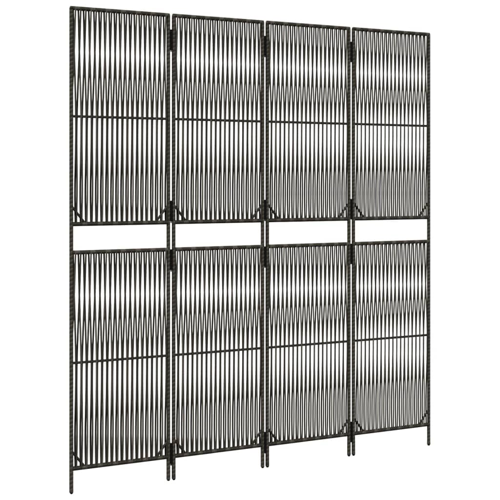 vidaXL Separator de cameră cu 4 panouri, gri, poliratan vidaXL Separator de cameră cu 4 panouri, gri, poliratan