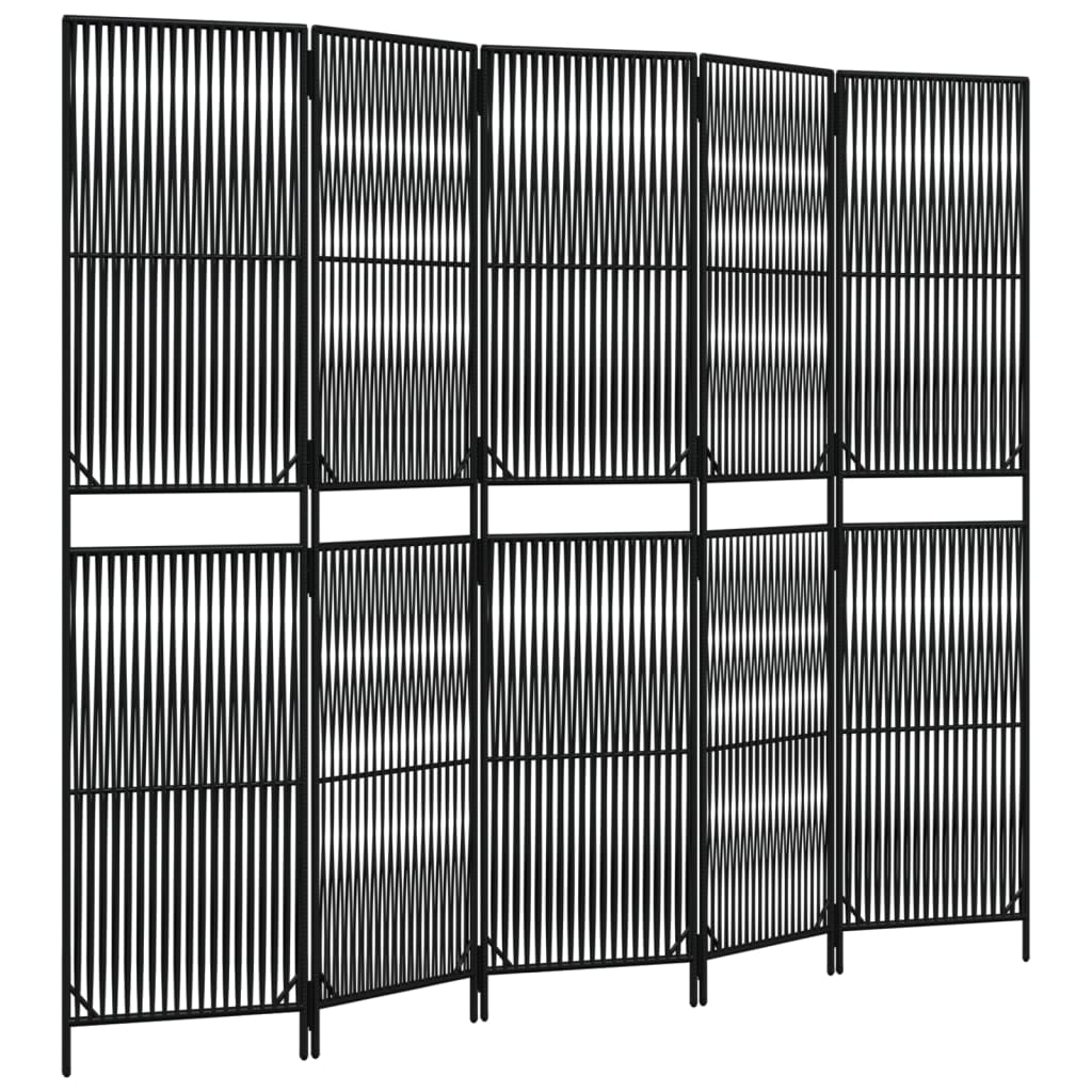 vidaXL Separator de cameră cu 5 panouri, negru, poliratan vidaXL Separator de cameră cu 5 panouri, negru, poliratan