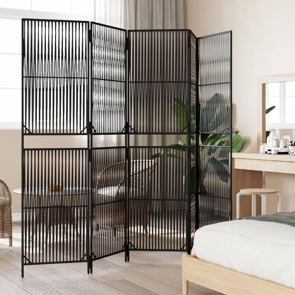 vidaXL Separator de cameră cu 5 panouri, negru, poliratan vidaXL Separator de cameră cu 5 panouri, negru, poliratan