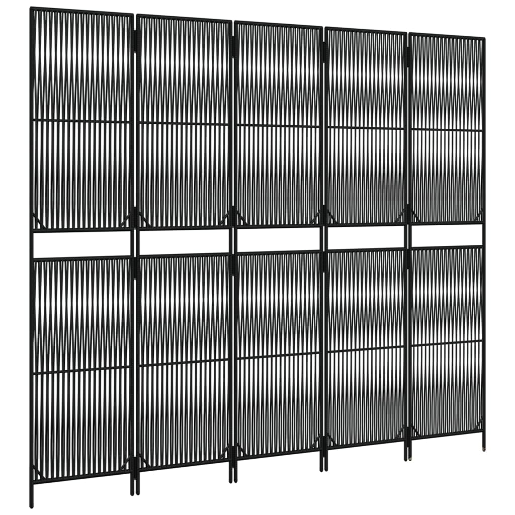 vidaXL Separator de cameră cu 5 panouri, negru, poliratan vidaXL Separator de cameră cu 5 panouri, negru, poliratan