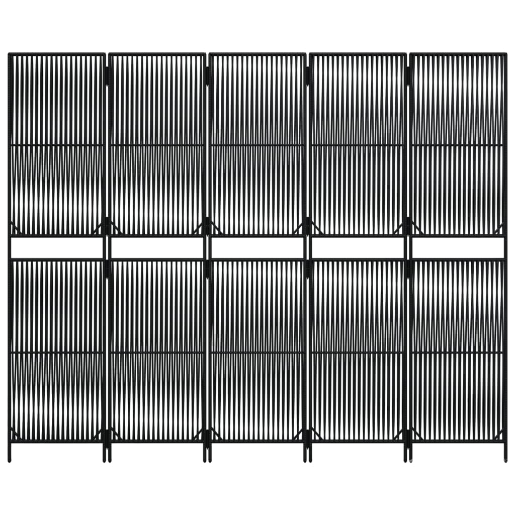 vidaXL Separator de cameră cu 5 panouri, negru, poliratan vidaXL Separator de cameră cu 5 panouri, negru, poliratan