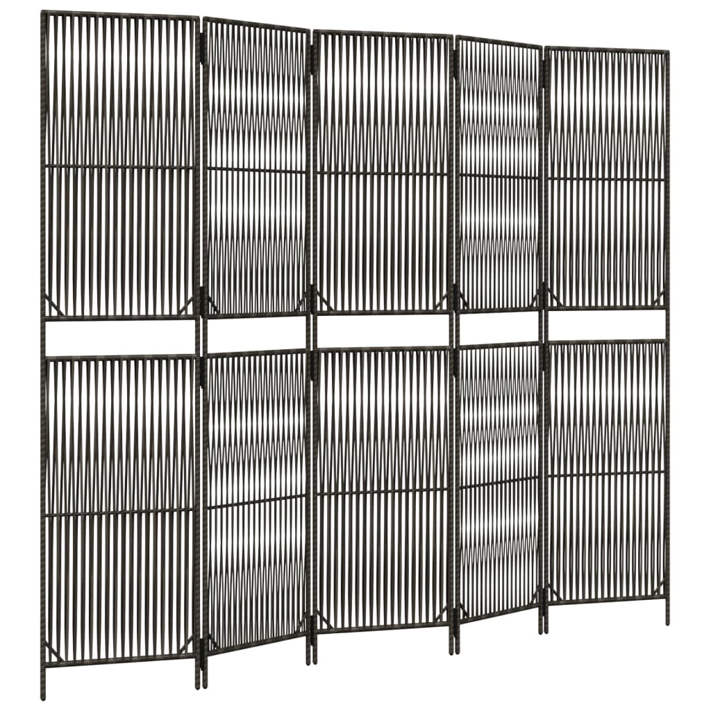 vidaXL Separator de cameră cu 5 panouri, gri, poliratan vidaXL Separator de cameră cu 5 panouri, gri, poliratan