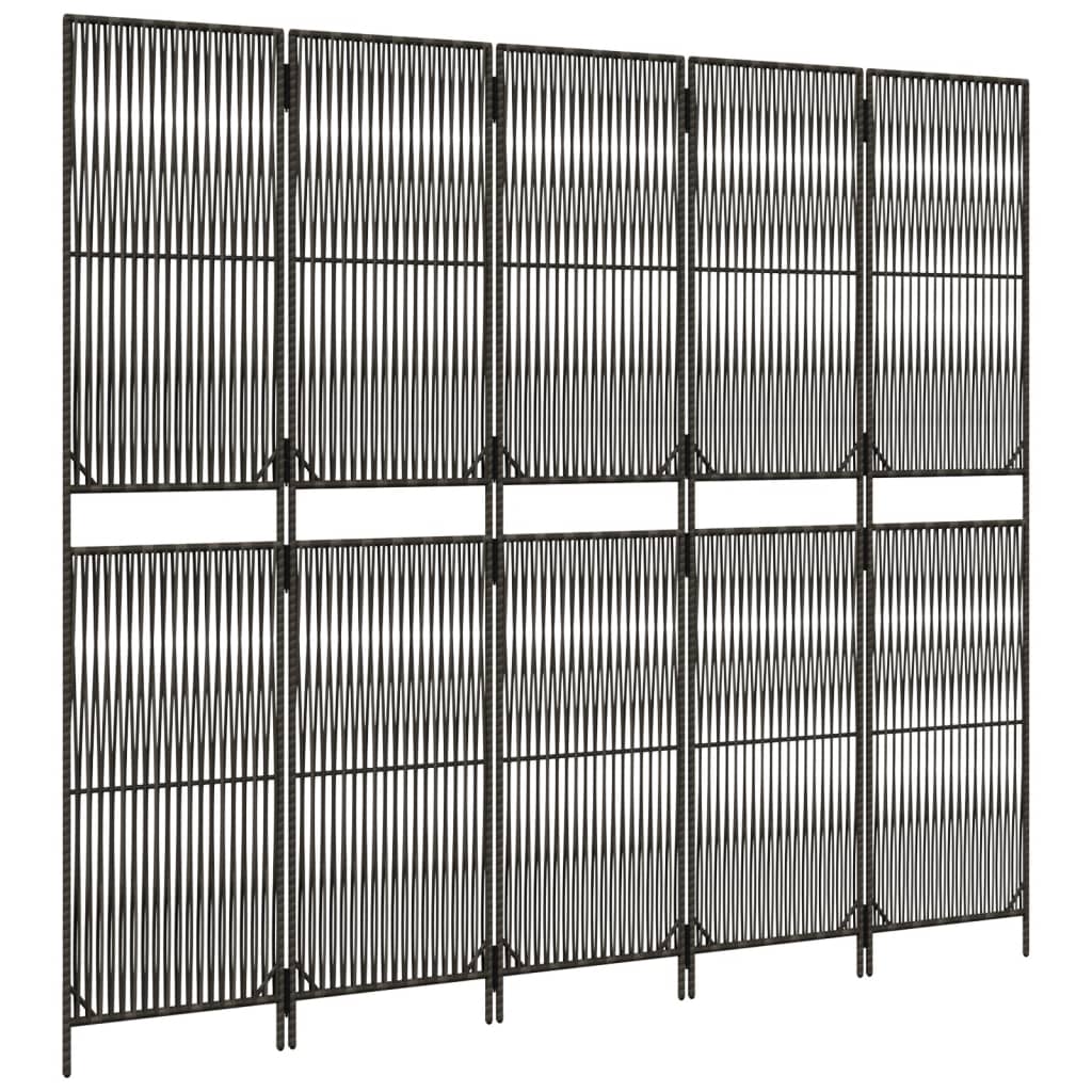 vidaXL Separator de cameră cu 5 panouri, gri, poliratan vidaXL Separator de cameră cu 5 panouri, gri, poliratan