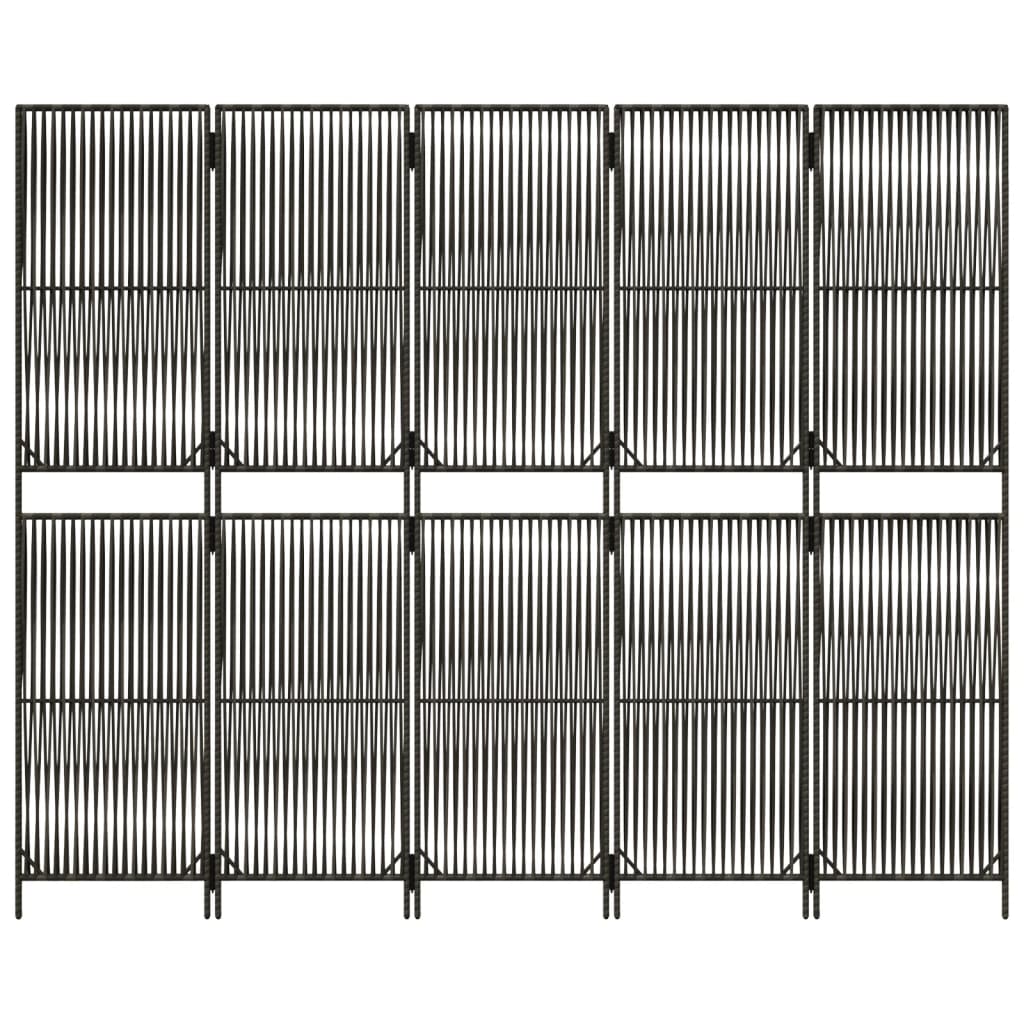 vidaXL Separator de cameră cu 5 panouri, gri, poliratan vidaXL Separator de cameră cu 5 panouri, gri, poliratan