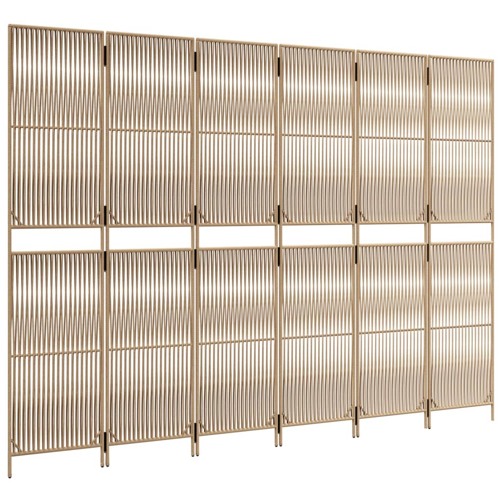 vidaXL Separator de cameră cu 6 panouri, bej, poliratan vidaXL Separator de cameră cu 6 panouri, bej, poliratan