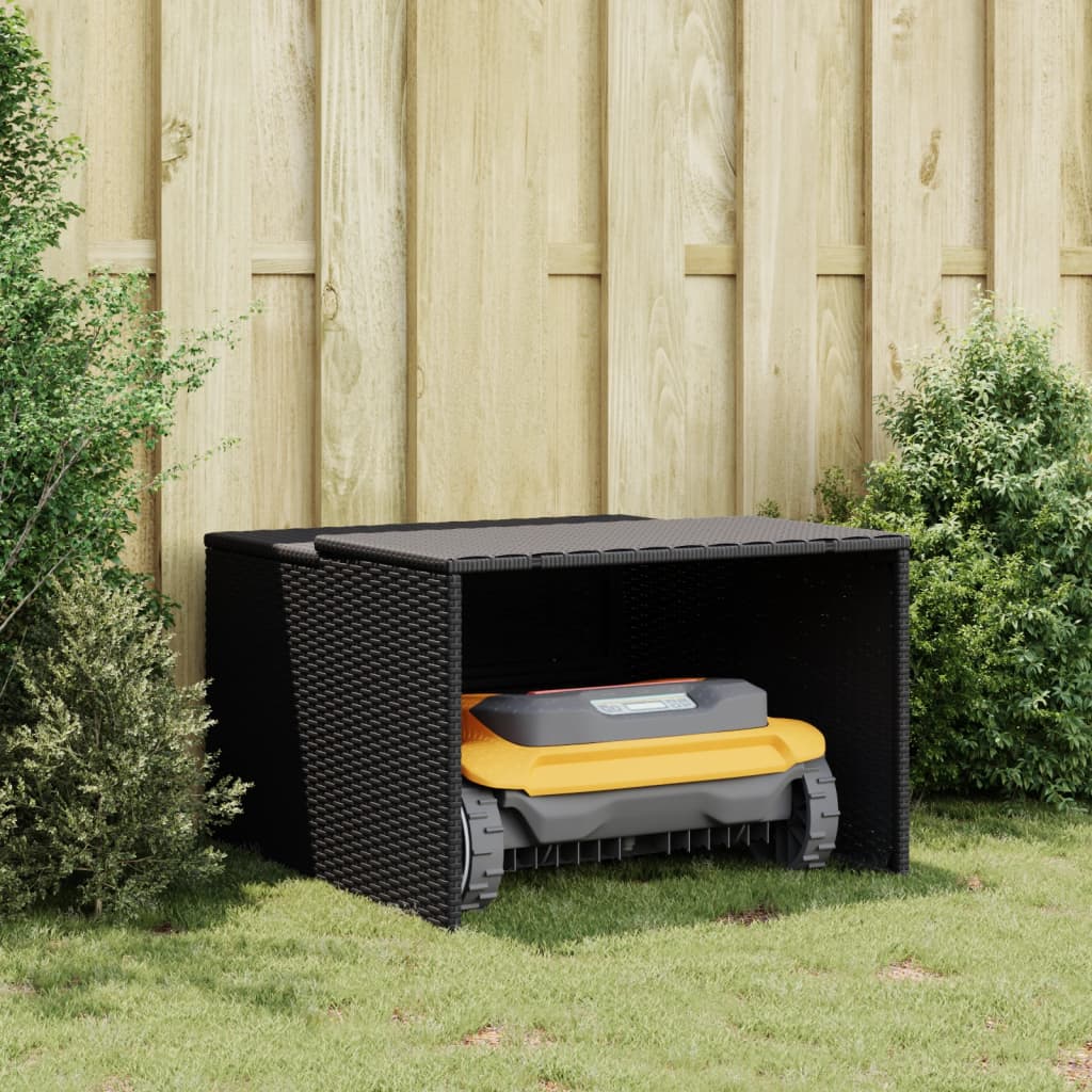 vidaXL Garaj pentru mașina de tuns iarba negru 86x90x52/57cm poliratan vidaXL Garaj pentru mașina de tuns iarba negru 86x90x52/57cm poliratan
