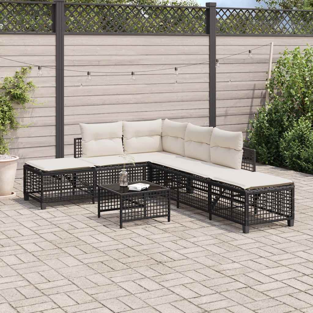vidaXL Set mobilier colțar de grădină cu perne 3 piese negru poliratan vidaXL Set mobilier colțar de grădină cu perne 3 piese negru poliratan