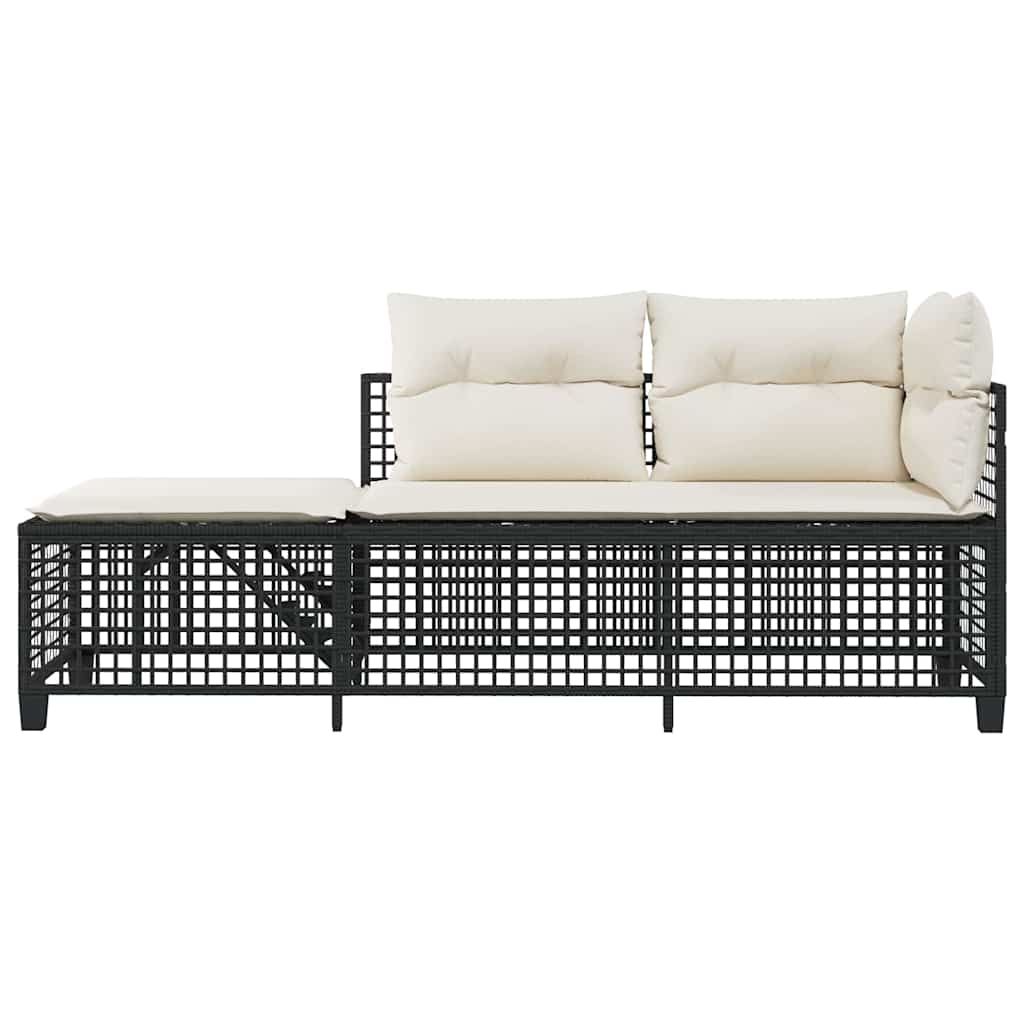 vidaXL Set mobilier colțar de grădină cu perne 3 piese negru poliratan vidaXL Set mobilier colțar de grădină cu perne 3 piese negru poliratan
