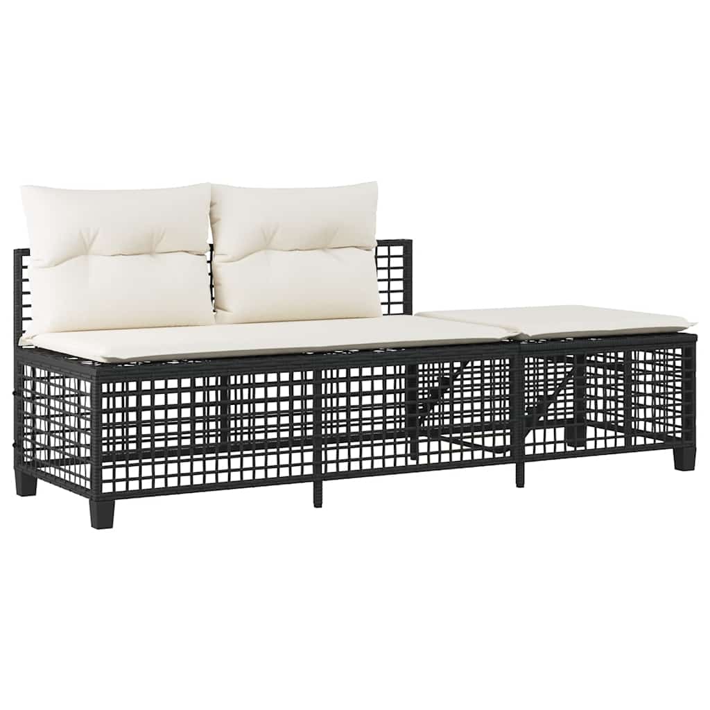 vidaXL Set mobilier colțar de grădină cu perne 3 piese negru poliratan vidaXL Set mobilier colțar de grădină cu perne 3 piese negru poliratan