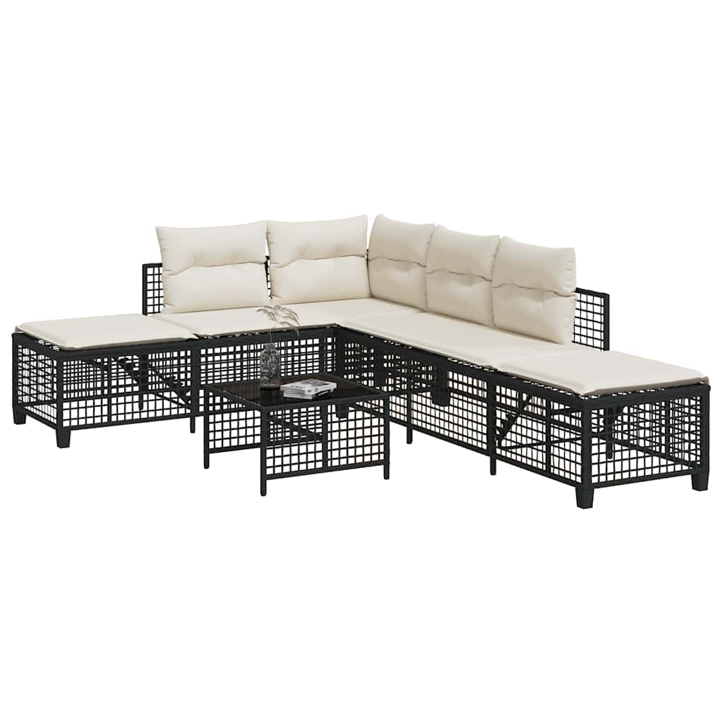 vidaXL Set mobilier colțar de grădină cu perne 3 piese negru poliratan vidaXL Set mobilier colțar de grădină cu perne 3 piese negru poliratan