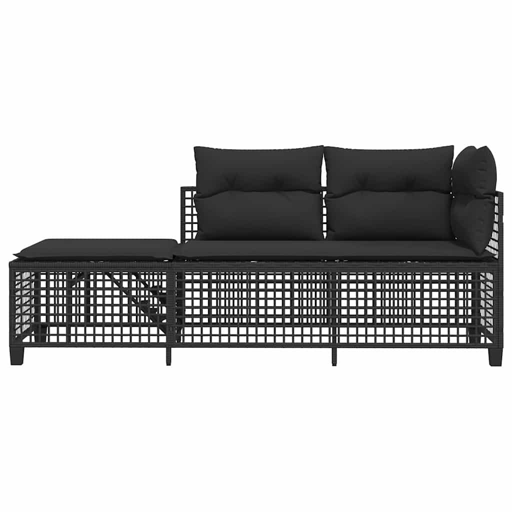 vidaXL Set mobilier colțar de grădină cu perne 3 piese negru poliratan vidaXL Set mobilier colțar de grădină cu perne 3 piese negru poliratan