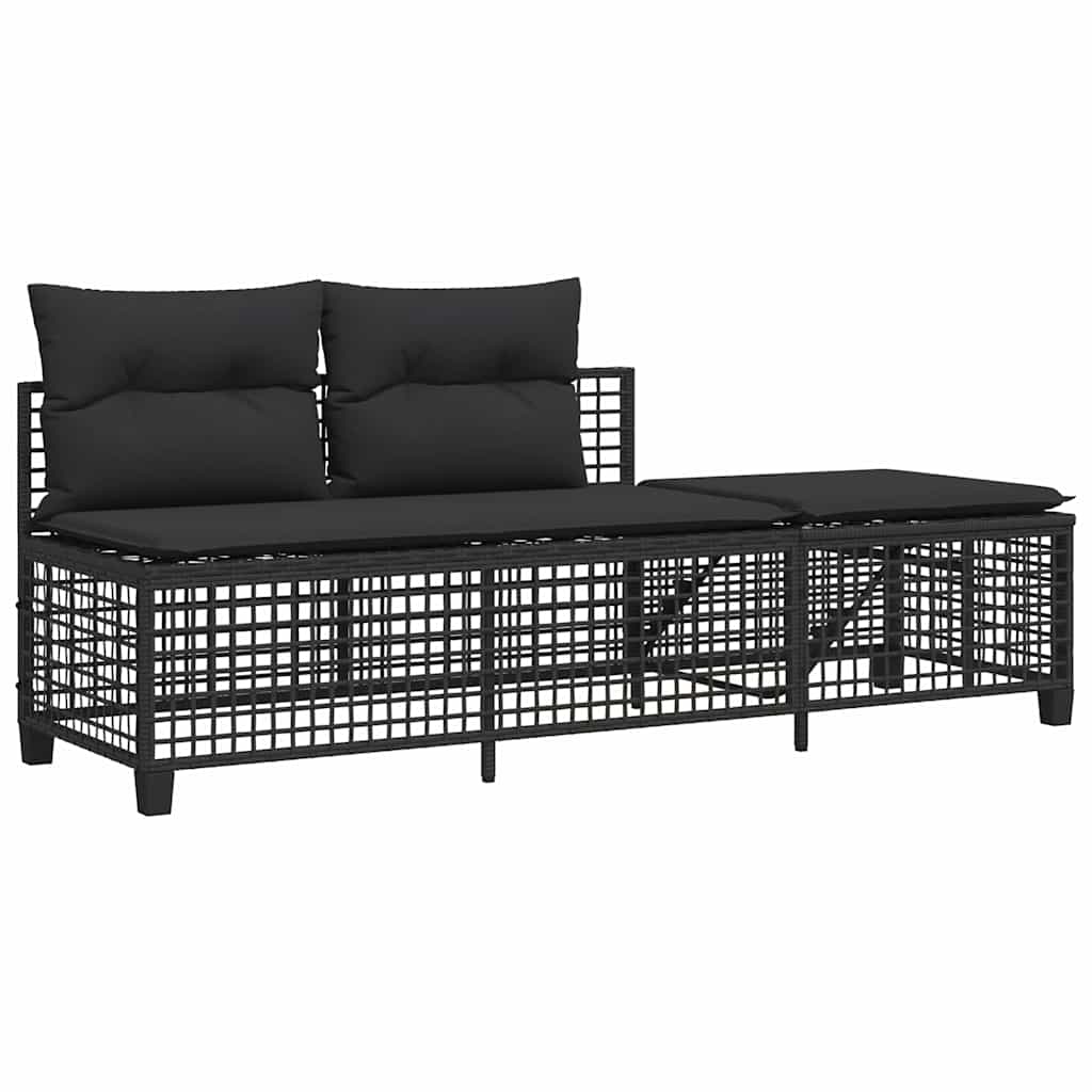 vidaXL Set mobilier colțar de grădină cu perne 3 piese negru poliratan vidaXL Set mobilier colțar de grădină cu perne 3 piese negru poliratan
