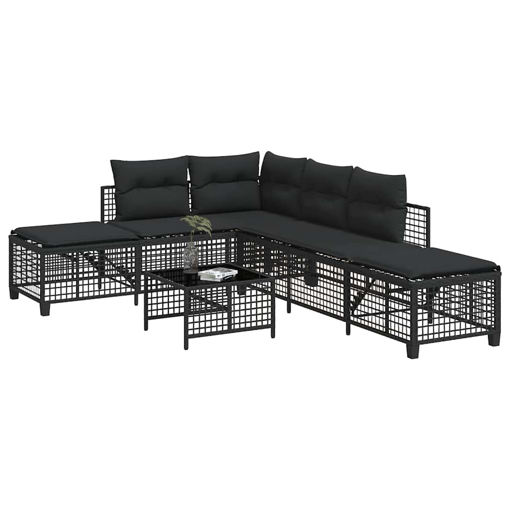 vidaXL Set mobilier colțar de grădină cu perne 3 piese negru poliratan vidaXL Set mobilier colțar de grădină cu perne 3 piese negru poliratan