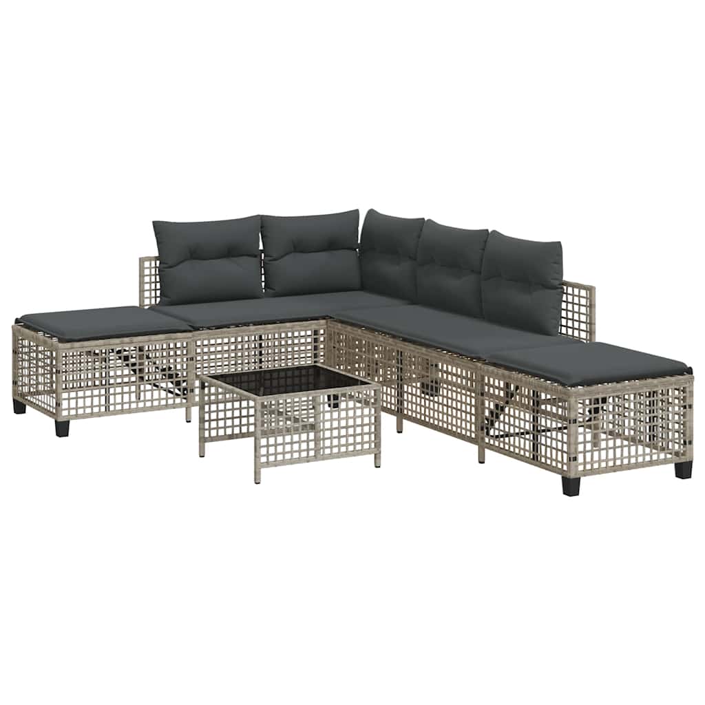 vidaXL Set mobilier colțar grădină perne 3 piese gri deschis poliratan vidaXL Set mobilier colțar grădină perne 3 piese gri deschis poliratan