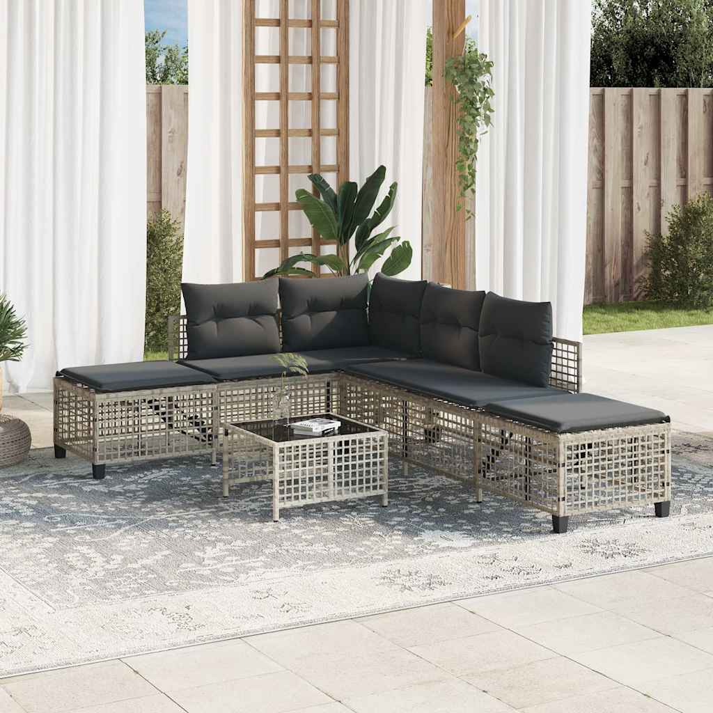 vidaXL Set mobilier colțar grădină perne 3 piese gri deschis poliratan vidaXL Set mobilier colțar grădină perne 3 piese gri deschis poliratan