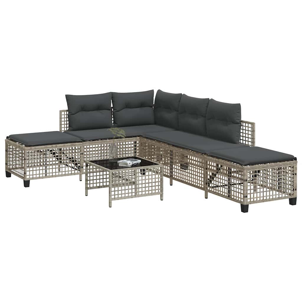 vidaXL Set mobilier colțar grădină perne 3 piese gri deschis poliratan vidaXL Set mobilier colțar grădină perne 3 piese gri deschis poliratan