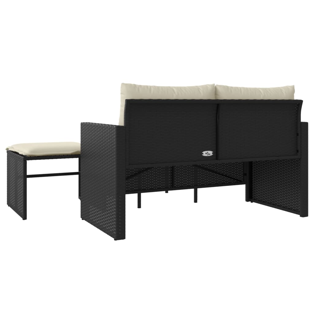 vidaXL Set mobilier de grădină cu perne, 3 piese, negru, poliratan vidaXL Set mobilier de grădină cu perne, 3 piese, negru, poliratan