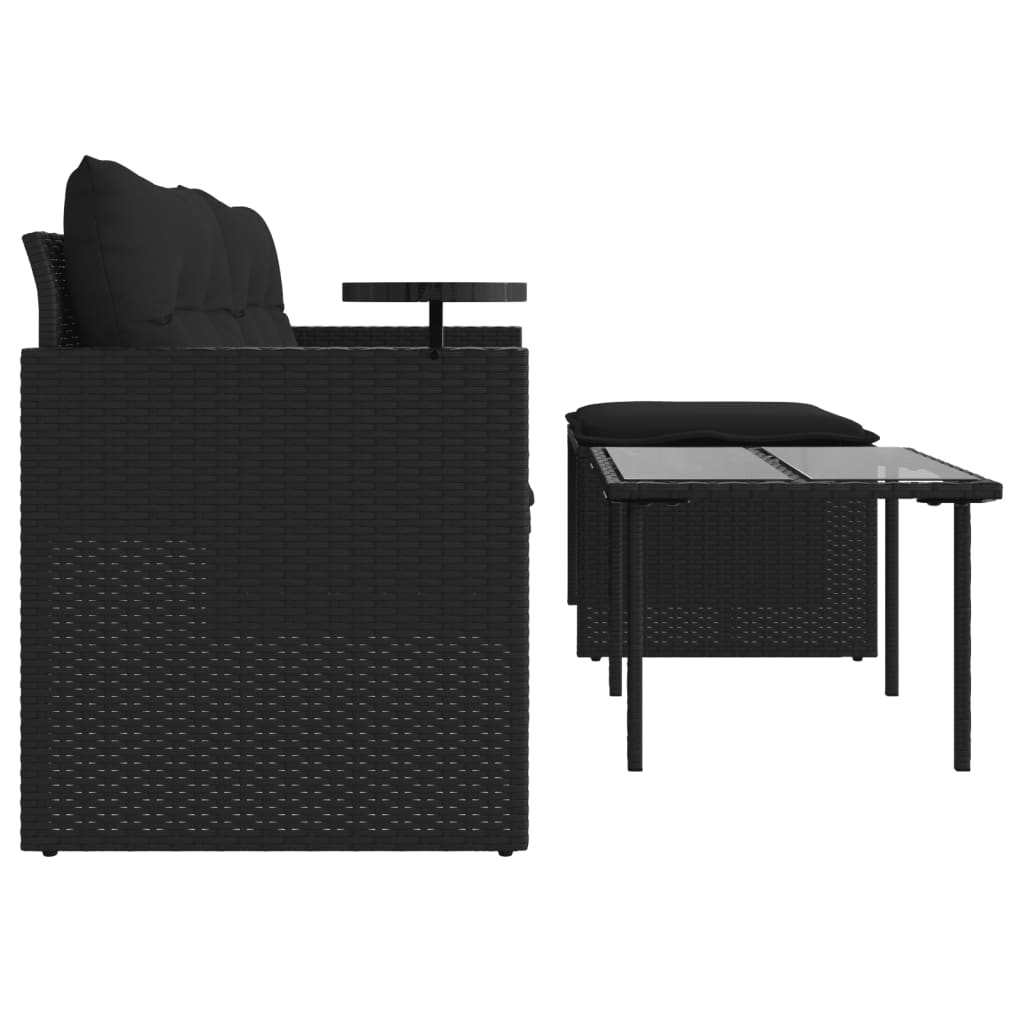 vidaXL Set mobilier de grădină cu perne, 3 piese, negru, poliratan vidaXL Set mobilier de grădină cu perne, 3 piese, negru, poliratan