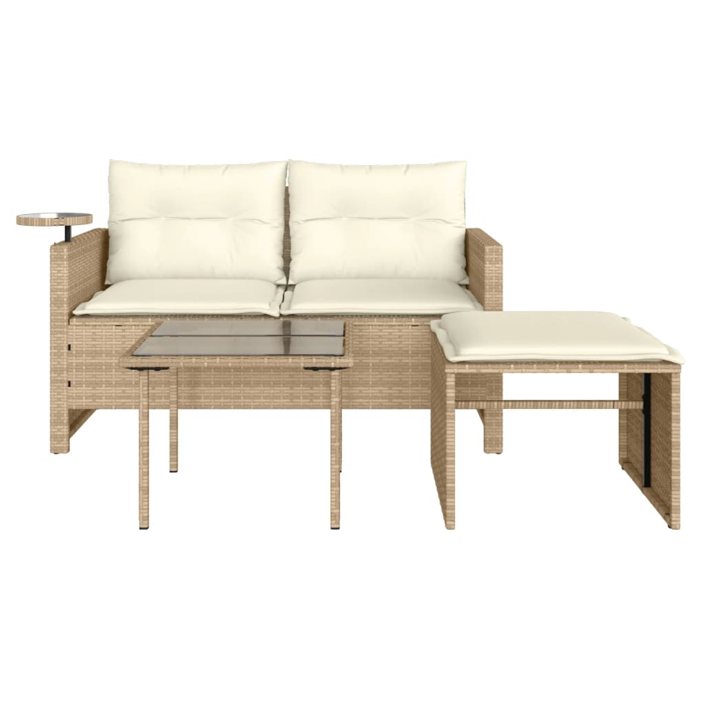 vidaXL Set canapele de grădină, 3 piese, cu perne, bej, poliratan vidaXL Set canapele de grădină, 3 piese, cu perne, bej, poliratan
