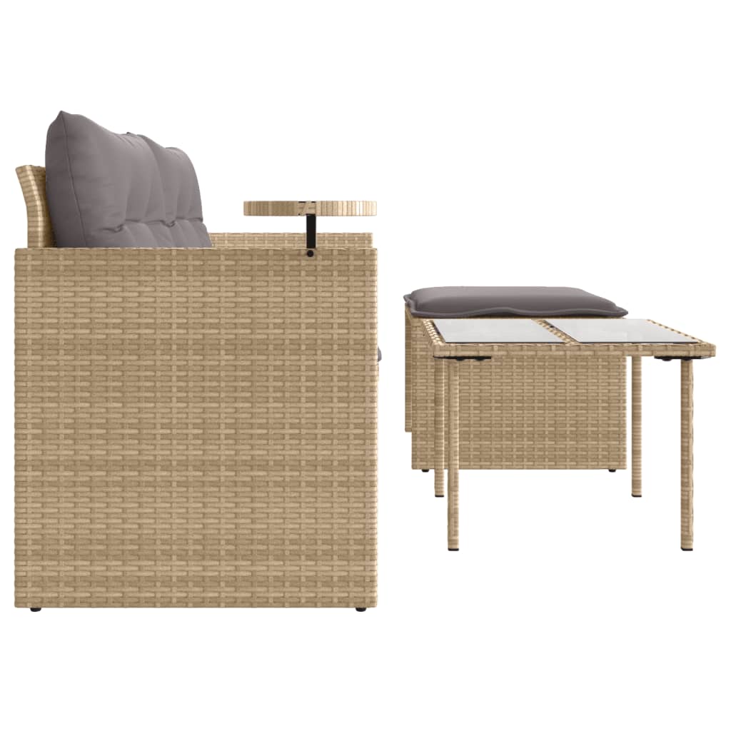 vidaXL Set canapele de grădină, 3 piese, cu perne, bej, poliratan