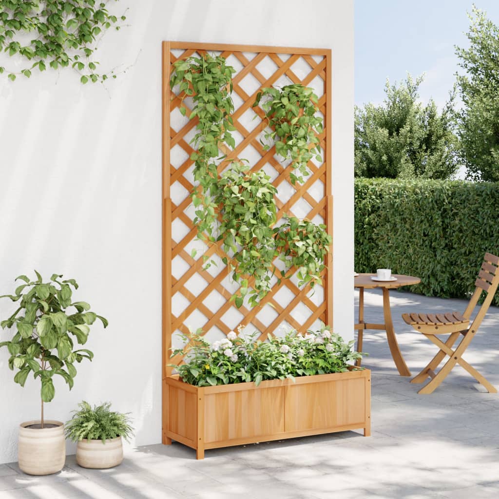 vidaXL Jardinieră cu spalier, maro, lemn masiv de brad vidaXL Jardinieră cu spalier, maro, lemn masiv de brad