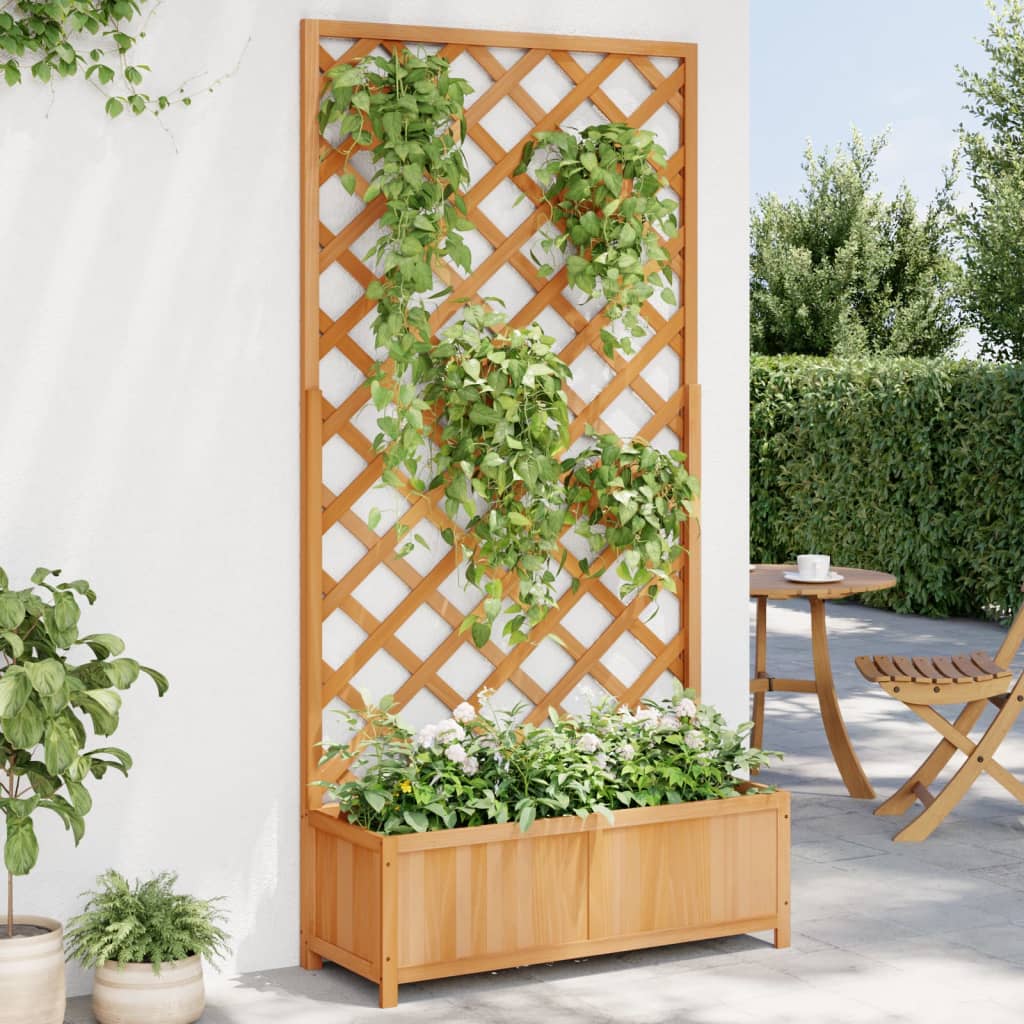 vidaXL Jardinieră cu spalier, maro, lemn masiv de brad vidaXL Jardinieră cu spalier, maro, lemn masiv de brad