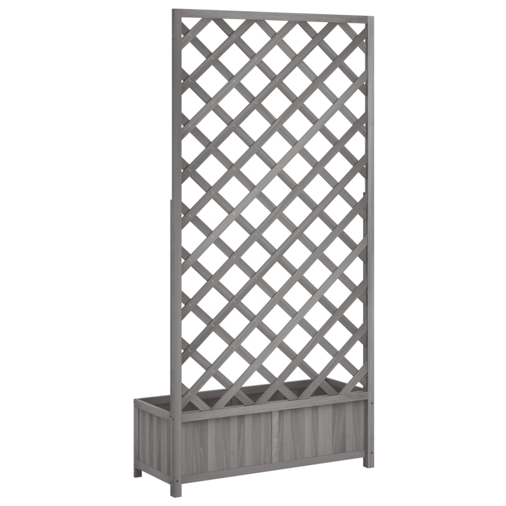 vidaXL Jardinieră cu spalier, gri, lemn masiv de brad vidaXL Jardinieră cu spalier, gri, lemn masiv de brad