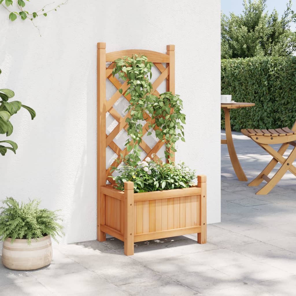 vidaXL Jardinieră cu spalier, maro, lemn masiv de brad vidaXL Jardinieră cu spalier, maro, lemn masiv de brad