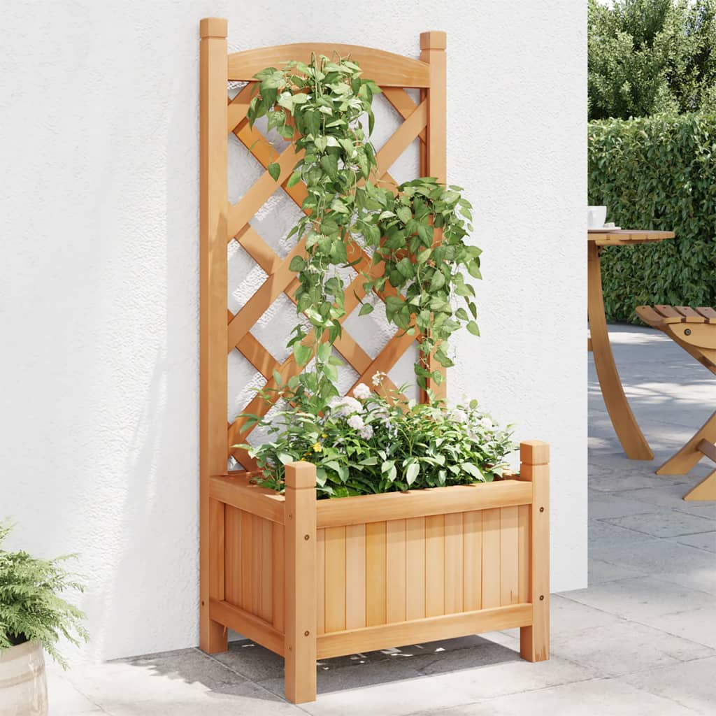 vidaXL Jardinieră cu spalier, maro, lemn masiv de brad vidaXL Jardinieră cu spalier, maro, lemn masiv de brad