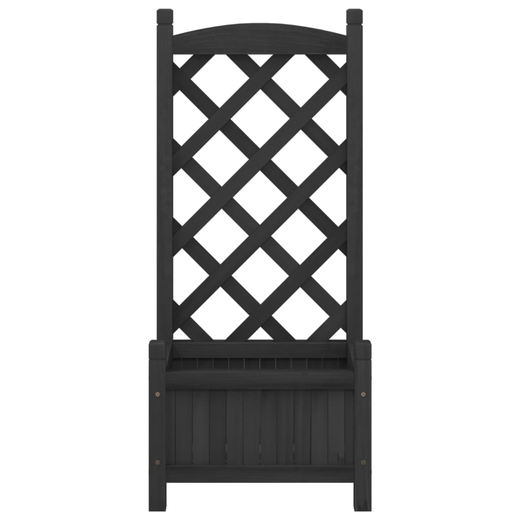 vidaXL Jardinieră cu spalier, negru, lemn masiv de brad