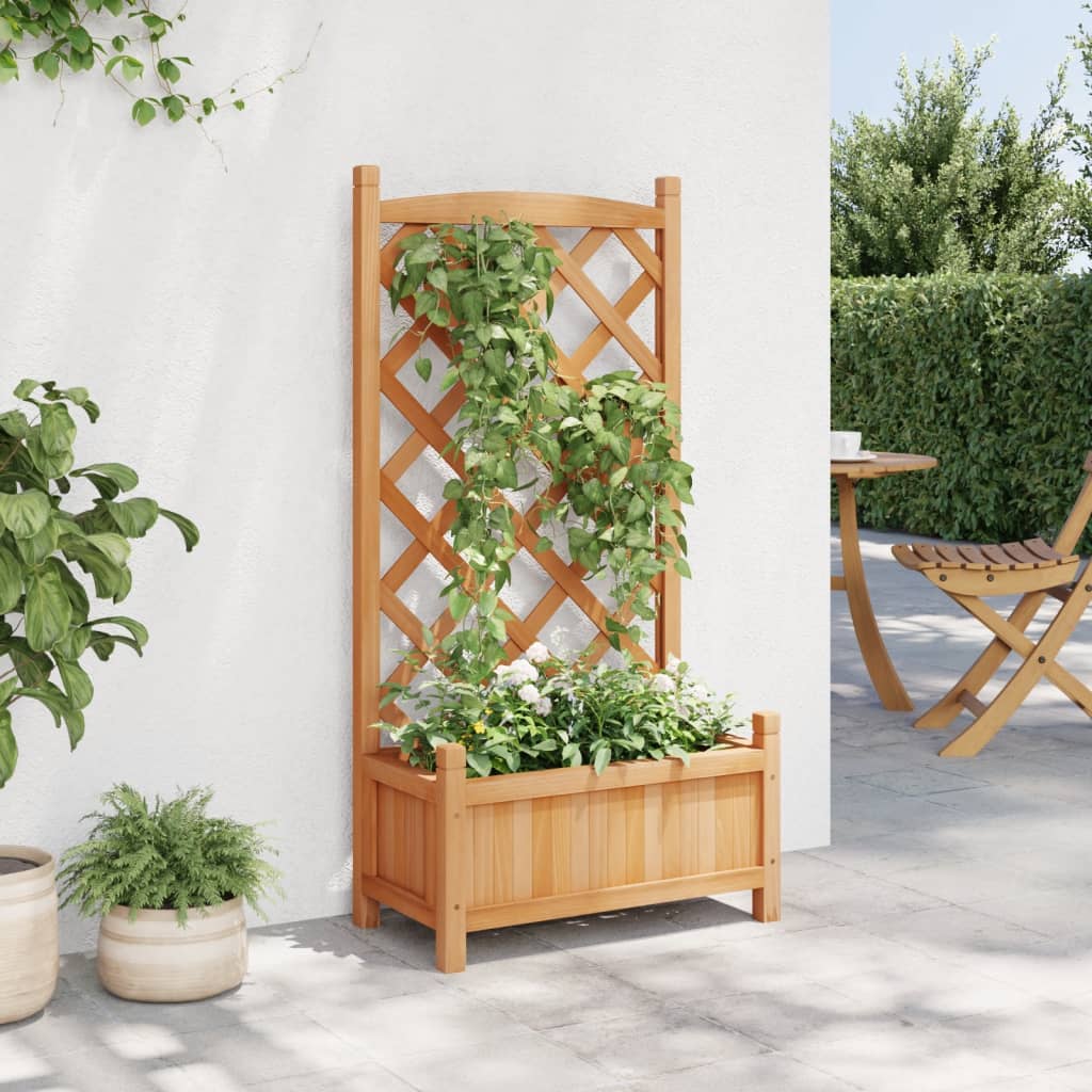 vidaXL Jardinieră cu spalier, maro, lemn masiv de brad vidaXL Jardinieră cu spalier, maro, lemn masiv de brad