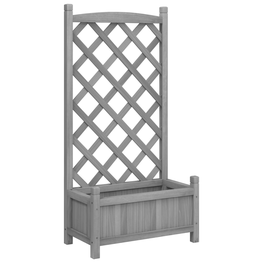 vidaXL Jardinieră cu spalier, gri, lemn masiv de brad vidaXL Jardinieră cu spalier, gri, lemn masiv de brad