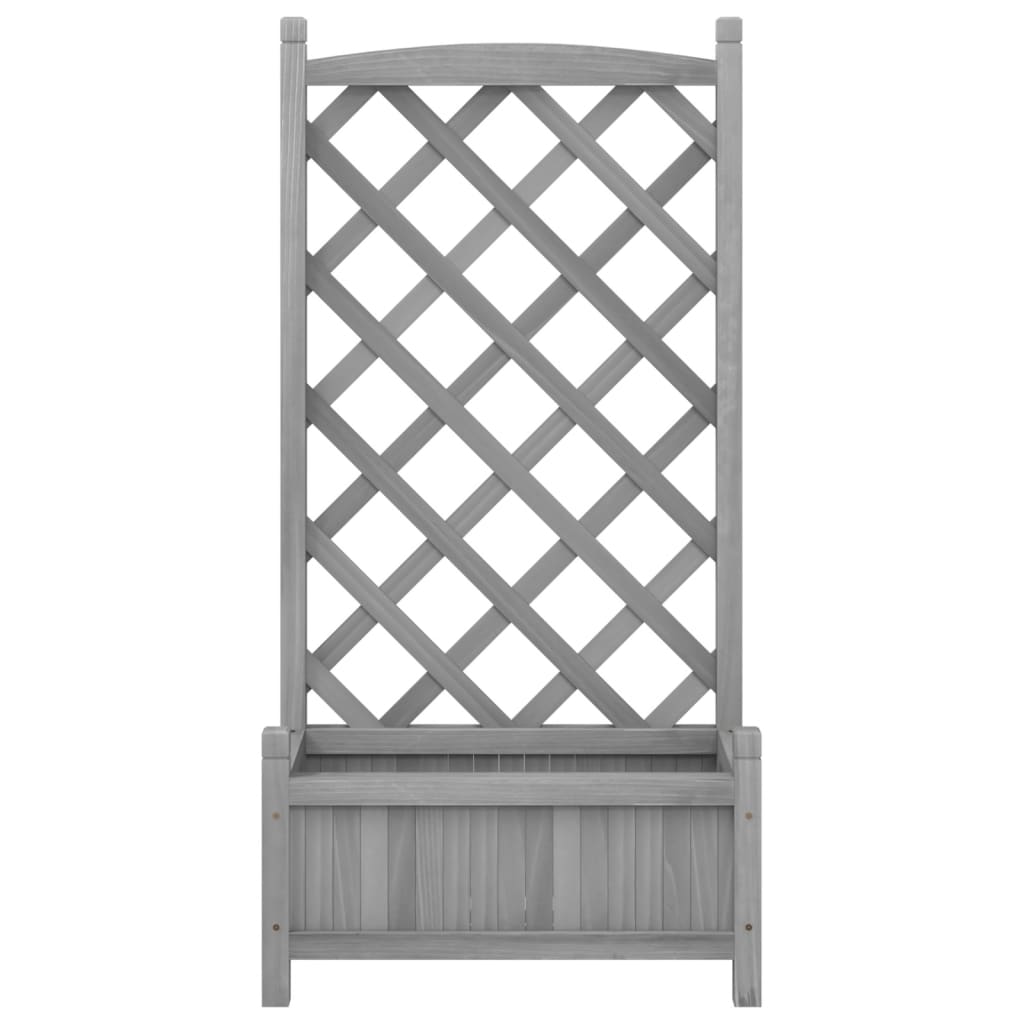 vidaXL Jardinieră cu spalier, gri, lemn masiv de brad vidaXL Jardinieră cu spalier, gri, lemn masiv de brad