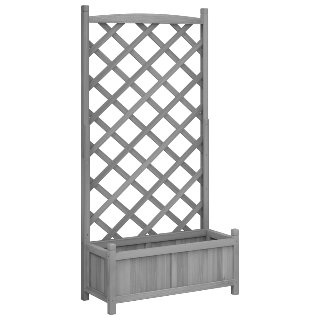 vidaXL Jardinieră cu spalier, gri, lemn masiv de brad vidaXL Jardinieră cu spalier, gri, lemn masiv de brad