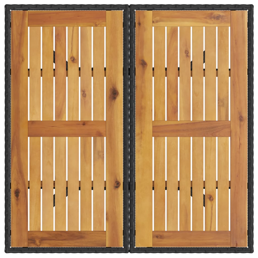 vidaXL Masă grădină, blat din lemn acacia, negru 80x80x75 cm poliratan