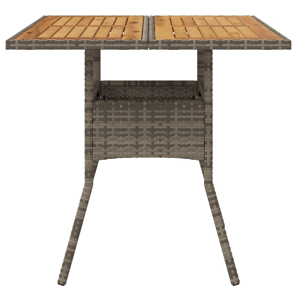 vidaXL Masă grădină, blat din lemn acacia gri 80x80x75 cm poliratan