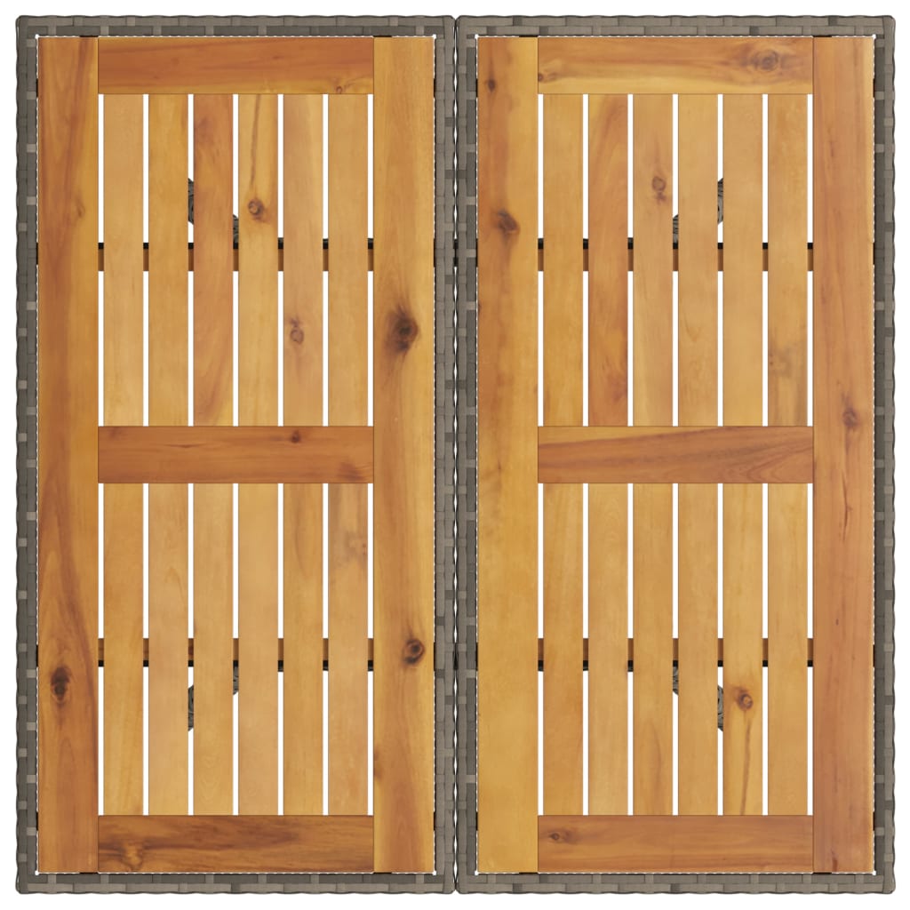 vidaXL Masă grădină, blat din lemn acacia gri 80x80x75 cm poliratan