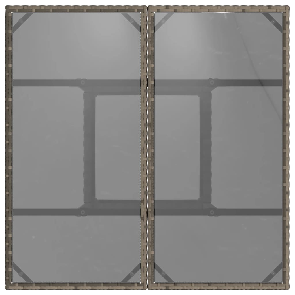 vidaXL Masă de grădină cu blat din sticlă, gri, 80x80x75 cm, poliratan vidaXL Masă de grădină cu blat din sticlă, gri, 80x80x75 cm, poliratan