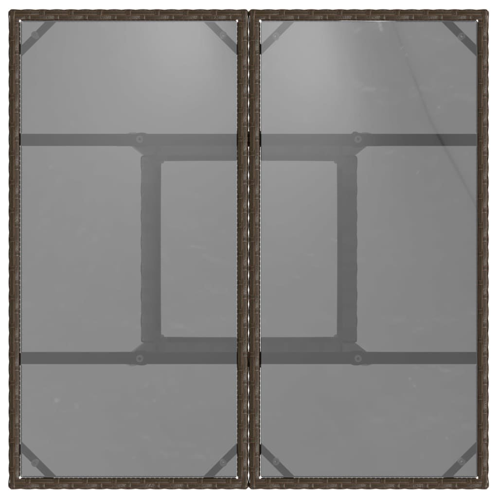 vidaXL Masă de grădină, blat din sticlă, maro, 80x80x75 cm, poliratan