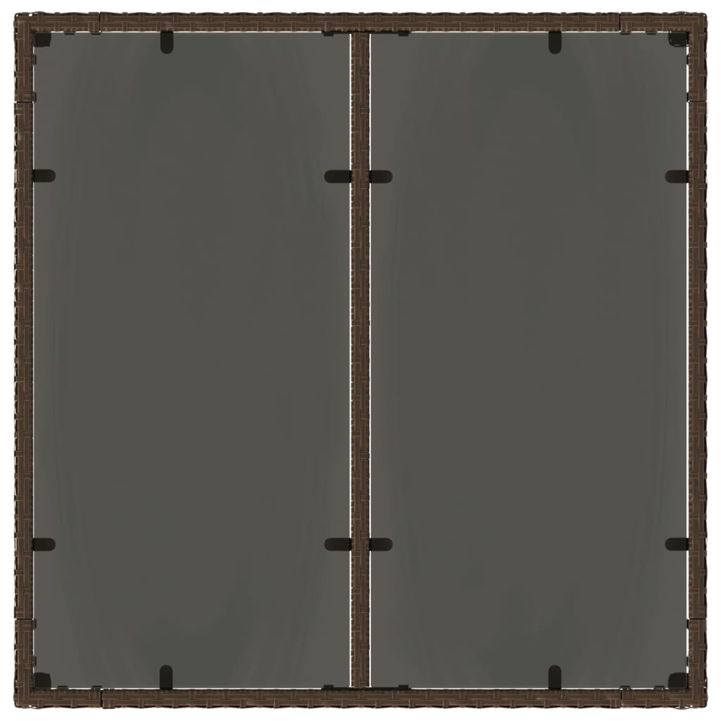 vidaXL Masă de grădină cu blat din sticlă, maro, 90x90x75cm, poliratan vidaXL Masă de grădină cu blat din sticlă, maro, 90x90x75cm, poliratan