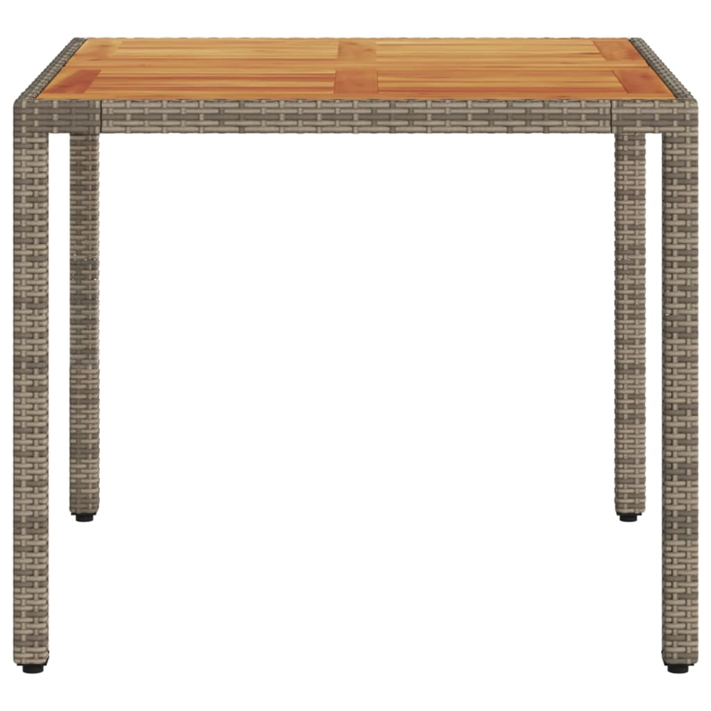 vidaXL Masă grădină, blat din lemn acacia gri 90x90x75 cm poliratan