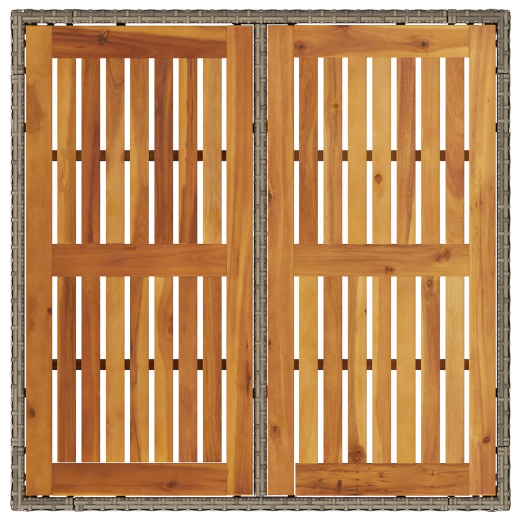 vidaXL Masă grădină, blat din lemn acacia gri 90x90x75 cm poliratan