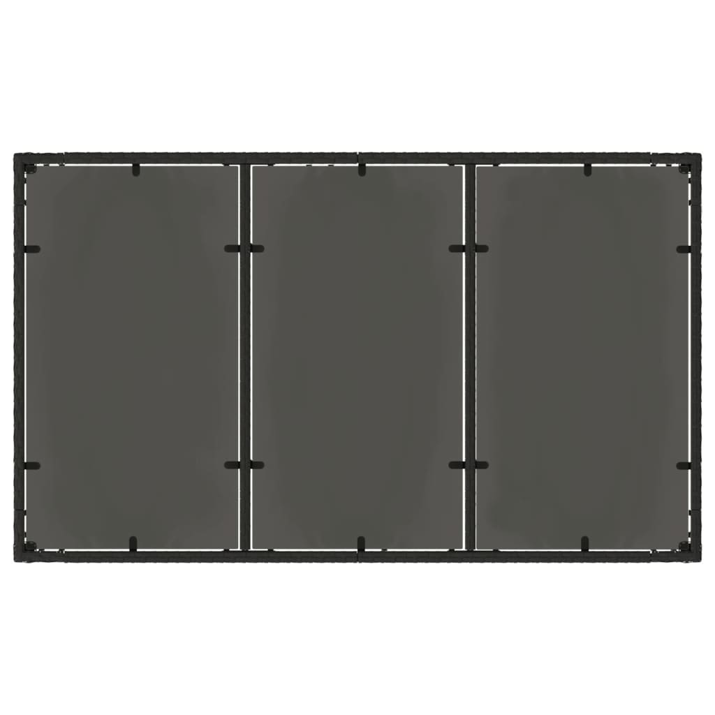 vidaXL Masă grădină cu blat din sticlă, negru, 150x90x75 cm, poliratan