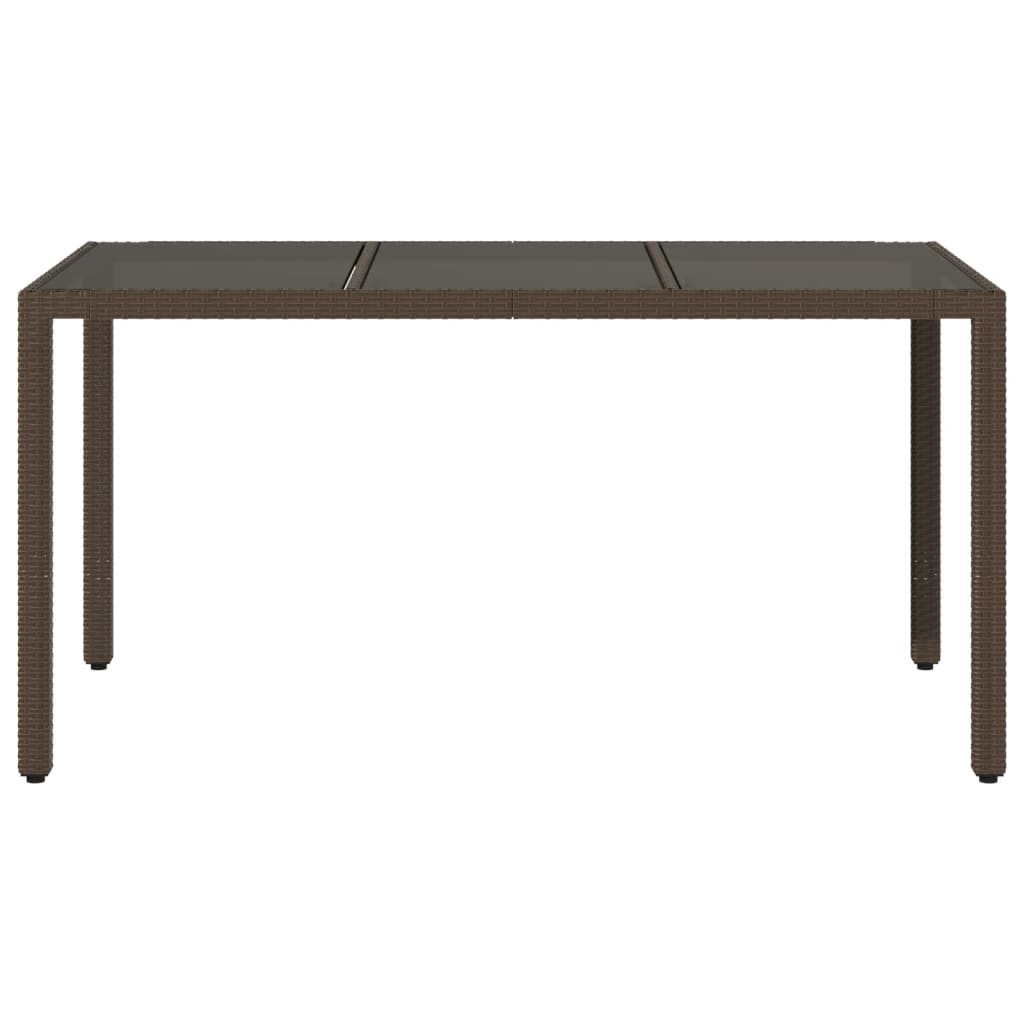 vidaXL Masă de grădină cu blat din sticlă maro 150x90x75 cm, poliratan