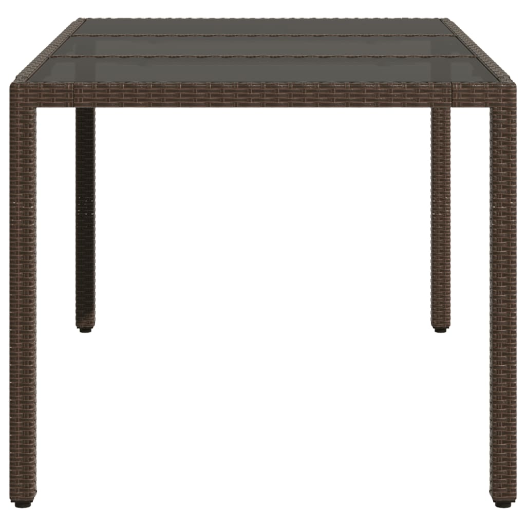 vidaXL Masă de grădină cu blat din sticlă maro 150x90x75 cm, poliratan