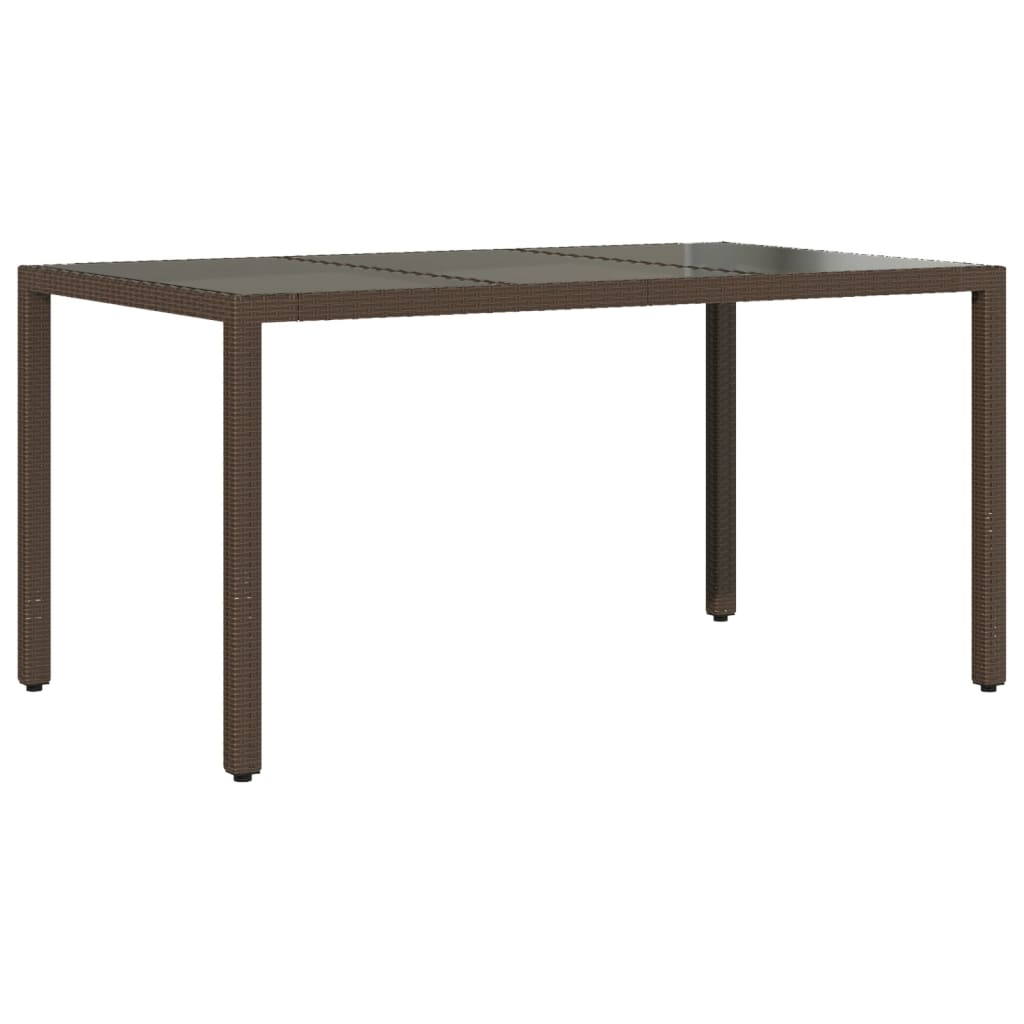 vidaXL Masă de grădină cu blat din sticlă maro 150x90x75 cm, poliratan