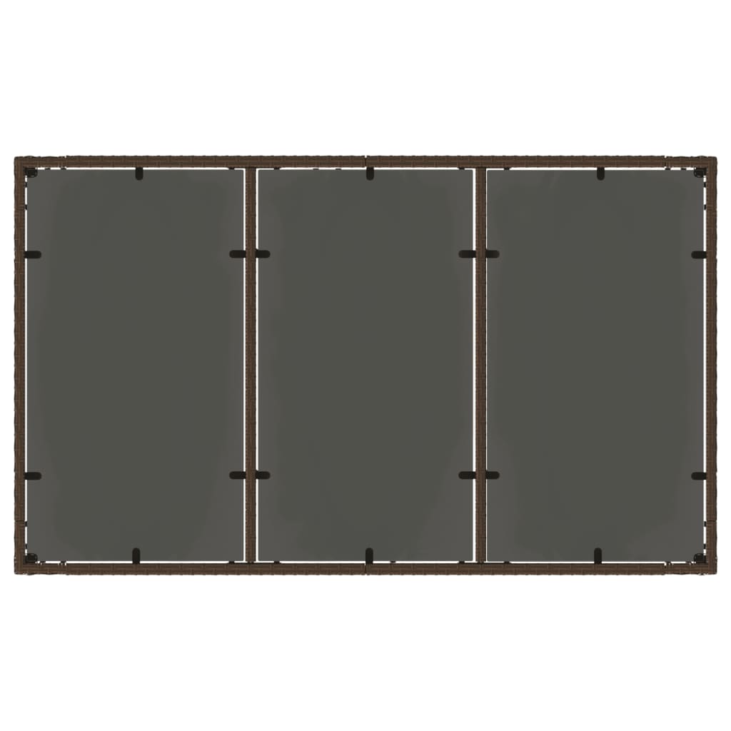 vidaXL Masă de grădină cu blat din sticlă maro 150x90x75 cm, poliratan